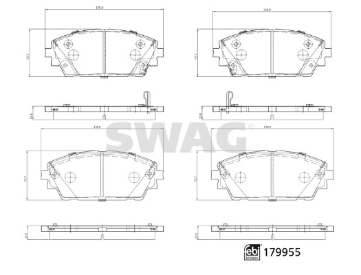 Kit pastiglie freno, Freno a disco - 33 10 5574 SWAG